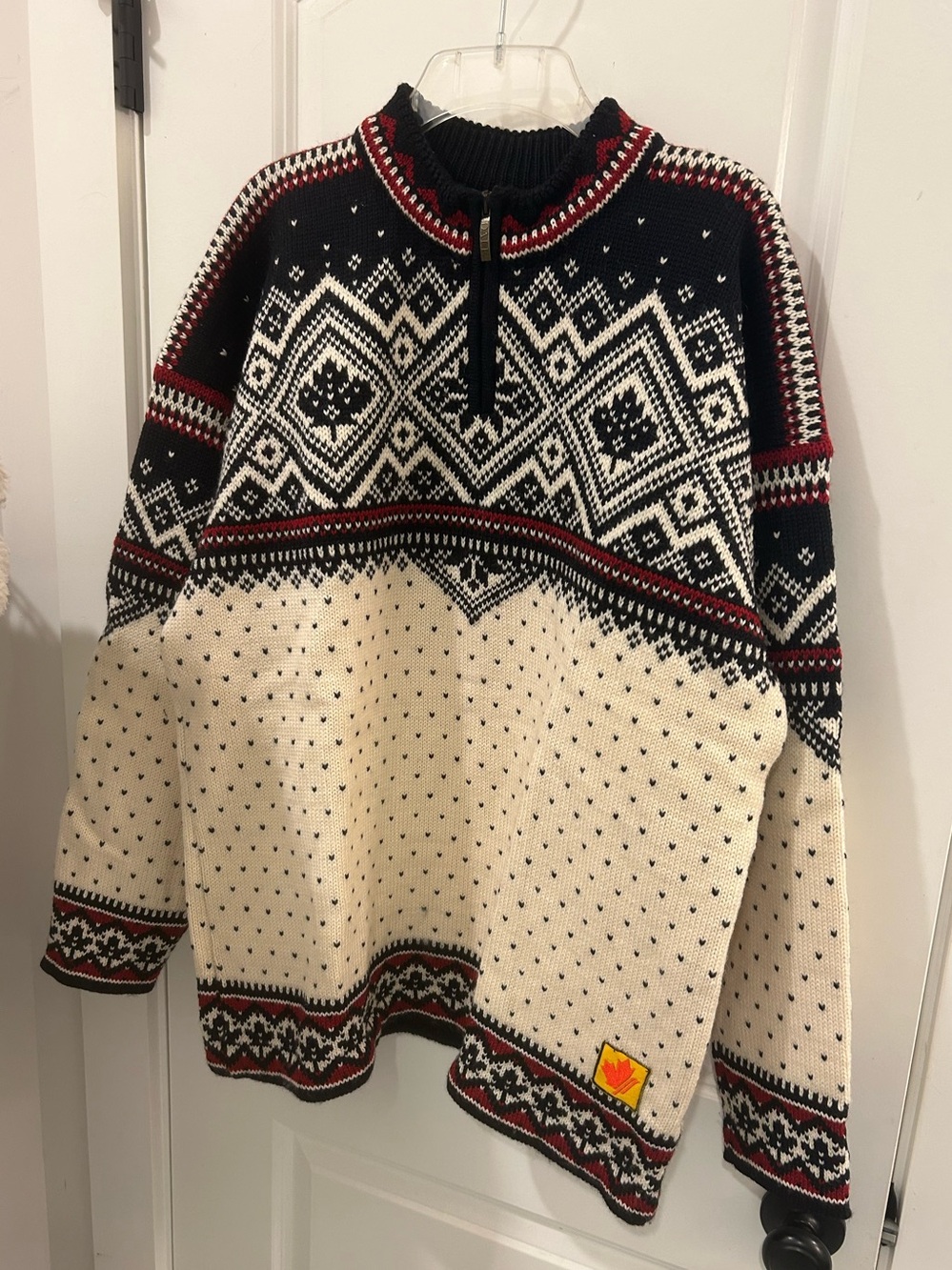 Dale of Norway Black, Cream & Red Nordic Zip Sweater
